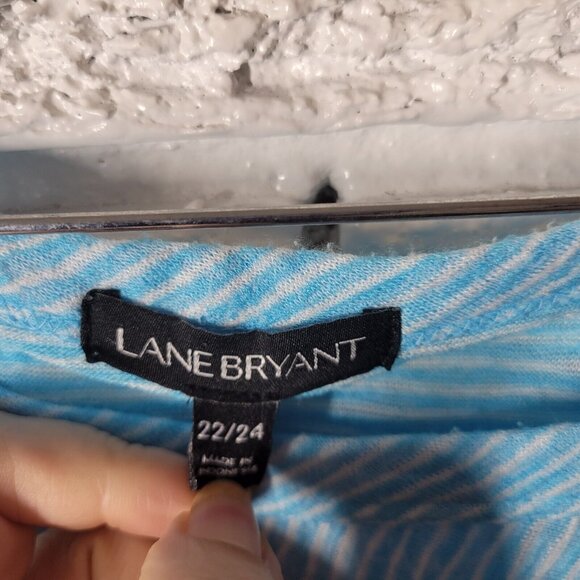 Lane Bryant Womens Top 22 24 Plus Tee Blue White Stripe Lightweight STR187E - Picture 6 of 8